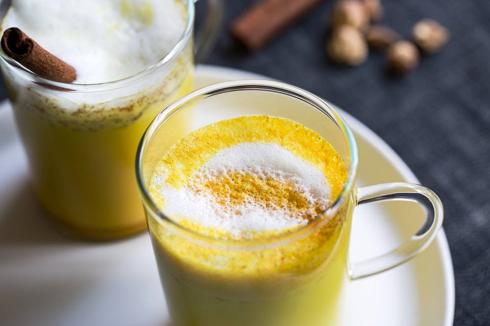 Two turmeric lattes as healthy alternatives to coffee for anti inflammatory.
